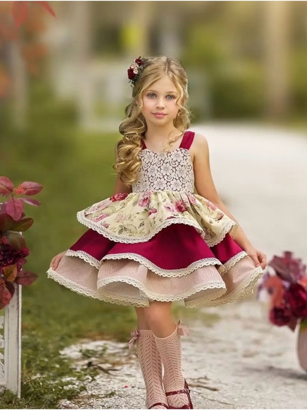 Dollcake rose spray layered lace dress